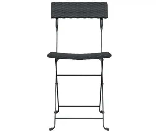 Saliekami Bistro Krēsli, 4 Gab., Melni, Pe Rotangpalma, Tērauds Vidaxl