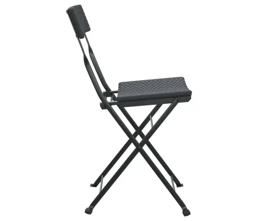 Saliekami Bistro Krēsli, 4 Gab., Melni, Pe Rotangpalma, Tērauds Vidaxl