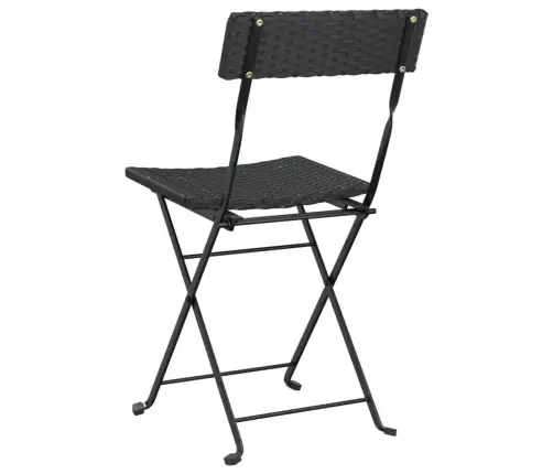 Saliekami Bistro Krēsli, 4 Gab., Melni, Pe Rotangpalma, Tērauds Vidaxl