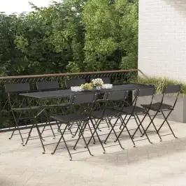 Sulankstomos Bistro Kėdės, 8Vnt., Juodos, Poliratanas/Plienas