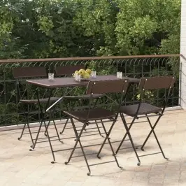 Saliekami Bistro Krēsli, 4 Gab., Brūni, Pe Rotangpalma, Tērauds Vidaxl
