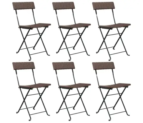 Saliekami Bistro Krēsli, 6 Gab., Brūni, Pe Rotangpalma, Tērauds Vidaxl