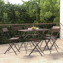 Saliekami Bistro Krēsli, 6 Gab., Brūni, Pe Rotangpalma, Tērauds Vidaxl