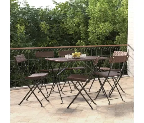 Saliekami Bistro Krēsli, 6 Gab., Brūni, Pe Rotangpalma, Tērauds Vidaxl