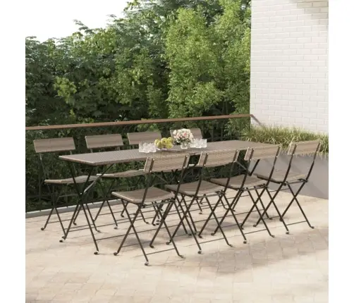 Saliekami Bistro Krēsli, 8 Gab.,Pelēks, Pe Rotangpalma, Tērauds Vidaxl Saliekami Bistro Krēsli, 8 Gab.,Pelēks, Pe Rotangpalma, Tērauds Vidaxl