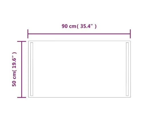 Vannasistabas Spogulis Ar Led, 50X90 Cm Vidaxl
