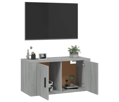 Sienas Tv Skapītis, Pelēcīga Ozolkoka Krāsa, 80X34,5X40 Cm Vidaxl