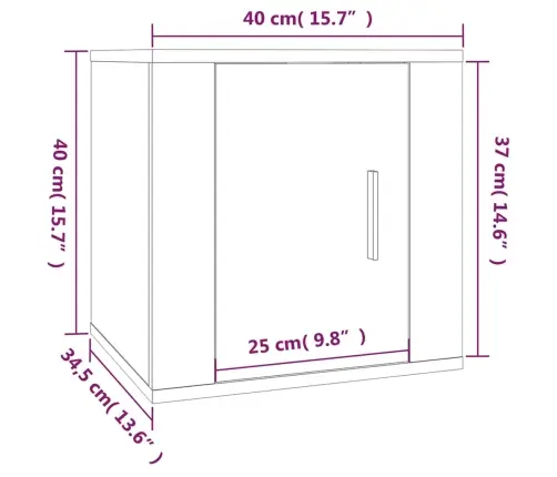 Sieninės Tv Spintelės, 2Vnt., Baltos, 40X34,5X40cm Blizgios