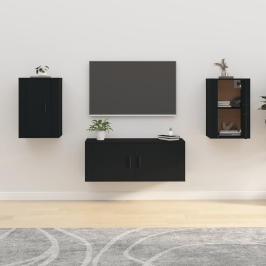 Sienas Tv Skapīši, 2 Gab., Melni, 40X34,5X60 Cm Vidaxl