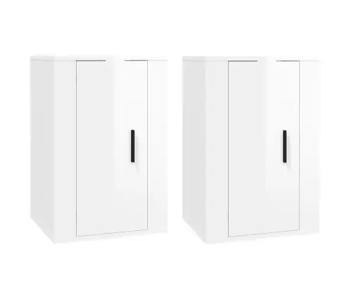 Sienas Tv Skapīši, 2 Gab., Spīdīgi Balti, 40X34,5X60 Cm Vidaxl