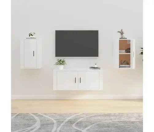 Sienas Tv Skapīši, 2 Gab., Spīdīgi Balti, 40X34,5X60 Cm Vidaxl