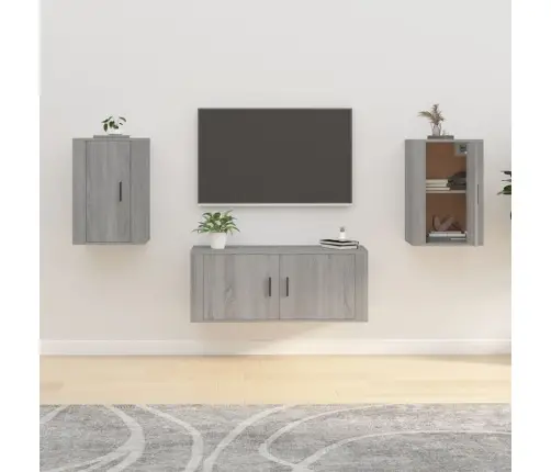 Sieninės Tv Spintelės, 2Vnt., Pilkos Ąžuolo, 40X34,5X60Cm