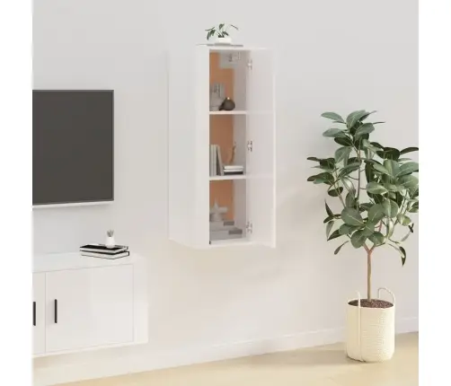 Sienas Tv Skapītis, Spīdīgi Balts, 40X34,5X100 Cm Vidaxl