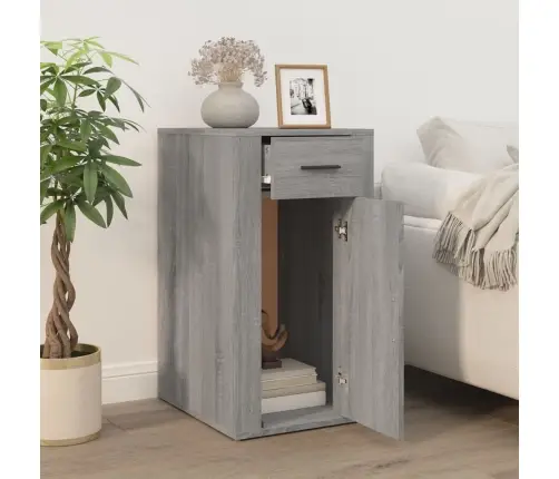 Galda Skapītis Uz Riteņiem, Pelēcīga Ozolkoka, 40X49X75 Cm Vidaxl