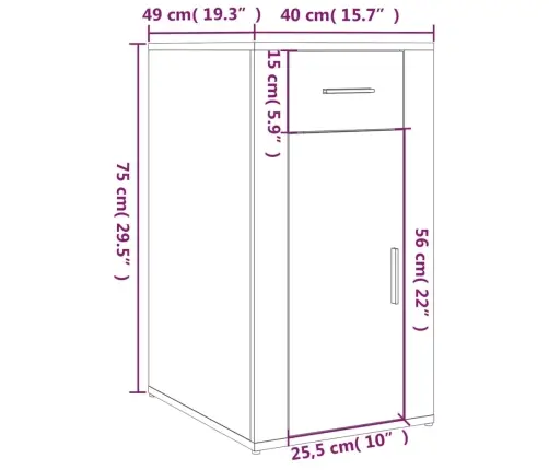 Galda Skapītis Uz Riteņiem, Pelēcīga Ozolkoka, 40X49X75 Cm Vidaxl