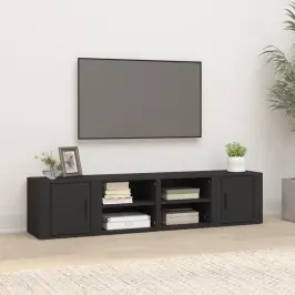 Tv Skapīši, 2 Gab., Melni, 80X31,5X36 Cm, Inženierijas Koks Vidaxl