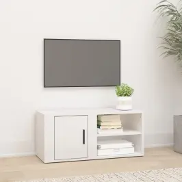 Tv Skapītis, Spīdīgi Balta, 80X31,5X36 Cm, Inženierijas Koks Vidaxl
