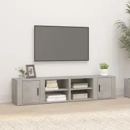 Tv Spintelės, 2Vnt., Betono Pilkos, 80X31,5X36cm Mediena