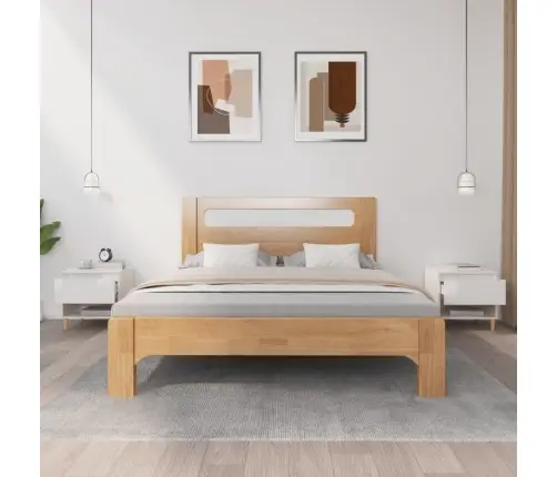 Naktiniai Staliukai, 2Vnt., Balti, 50X46X50cm Mediena, Blizgūs