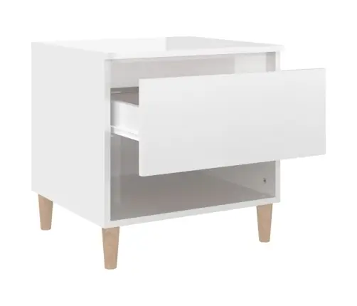 Naktiniai Staliukai, 2Vnt., Balti, 50X46X50cm Mediena, Blizgūs