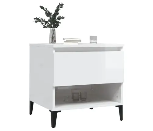 Galdiņš, Spīdīgi Balta, 50X46X50 Cm, Inženierijas Koks Vidaxl