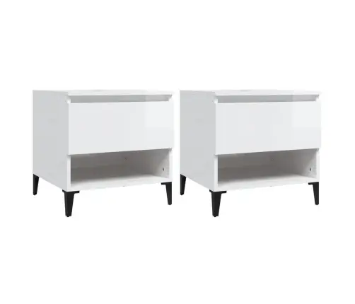 Galdiņi, 2 Gab.,Spīdīgi Balta, 50X46X50 Cm, Inženierijas Koks Vidaxl