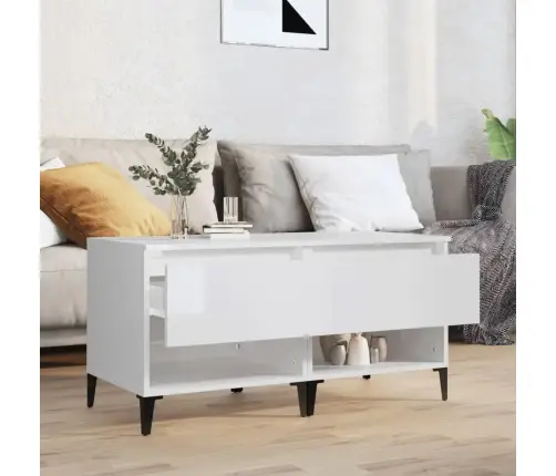 Galdiņi, 2 Gab.,Spīdīgi Balta, 50X46X50 Cm, Inženierijas Koks Vidaxl