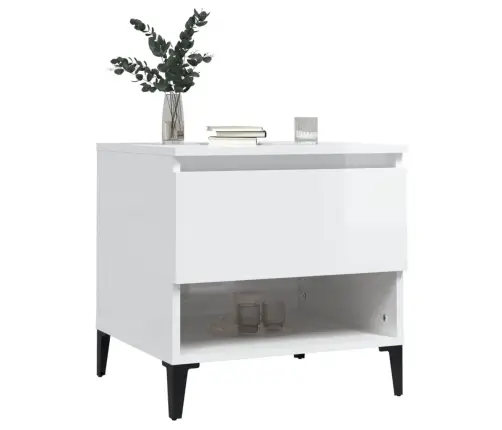 Galdiņi, 2 Gab.,Spīdīgi Balta, 50X46X50 Cm, Inženierijas Koks Vidaxl