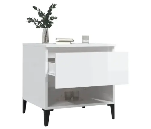 Galdiņi, 2 Gab.,Spīdīgi Balta, 50X46X50 Cm, Inženierijas Koks Vidaxl