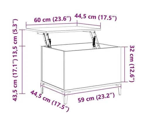 Kafijas Galdiņš, Kvēpināta Ozolkoka, 60X44,5X45 Cm Vidaxl