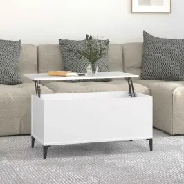 Kafijas Galdiņš, Balts, 90X44,5X45 Cm, Inženierijas Koks Vidaxl