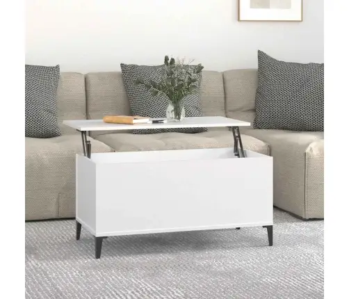 Kafijas Galdiņš, Balts, 90X44,5X45 Cm, Inženierijas Koks Vidaxl