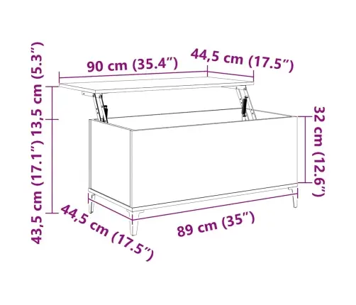 Kafijas Galdiņš, Pelēcīgs, 90X44,5X45 Cm, Inženierijas Koks Vidaxl Kafijas Galdiņš, Pelēcīgs, 90X44,5X45 Cm, Inženierijas Koks Vidaxl