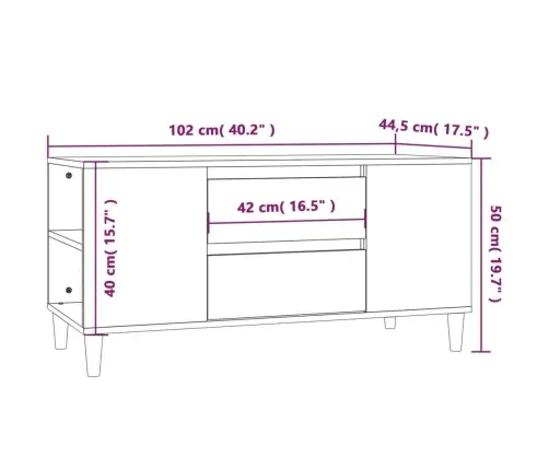 Tv Skapītis, Pelēka Ozolkoka, 102X44,5X50 Cm, Inženierijas Koks Vidaxl