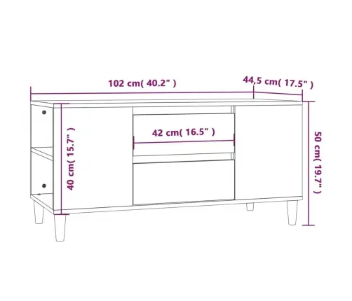 Telerikapp, Pruun Tamm, 102 X 44,5 X 50 cm Tehispuit Telerikapp, Pruun Tamm, 102 X 44,5 X 50 cm Tehispuit