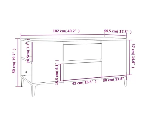Tv Skapītis, Ozolkoka Krāsa, 102X44,5X50 Cm, Inženierijas Koks Vidaxl