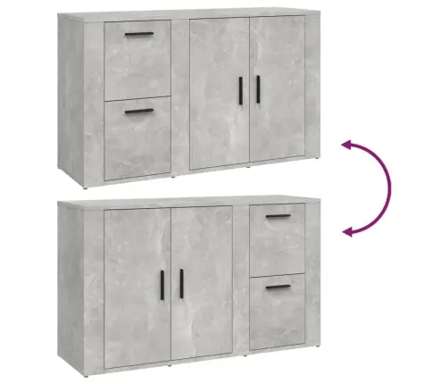 Šoninė Spintelė, Betono Pilka, 100X33X59,5cm Apdirbta Mediena Šoninė Spintelė, Betono Pilka, 100X33X59,5cm Apdirbta Mediena