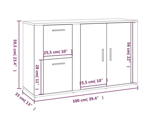 Kumode, Pelēcīga Ozolkoka, 100X33X59,5 Cm, Inženierijas Koks Vidaxl Kumode, Pelēcīga Ozolkoka, 100X33X59,5 Cm, Inženierijas Koks Vidaxl