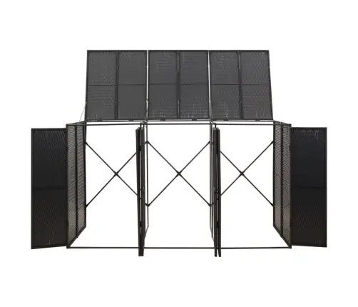 Trīsdaļīga Nojume Atkritumu Konteineram, Melna, 207X80X117 Cm Vidaxl