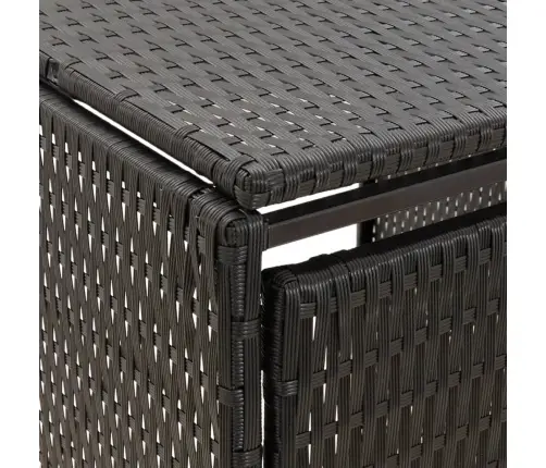 Trīsdaļīga Nojume Atkritumu Konteineram, Melna, 207X80X117 Cm Vidaxl