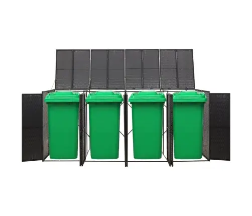 Četrdaļīga Nojume Atkritumu Konteineram, Melna, 274X80X117 Cm Vidaxl