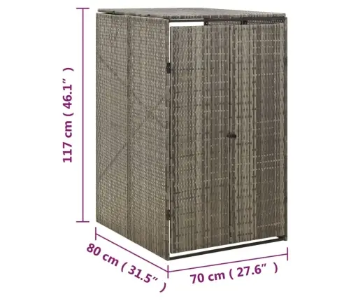 Nojume Atkritumu Konteineram, Pelēka, 70X80X117 Cm, Pe Pinums Vidaxl