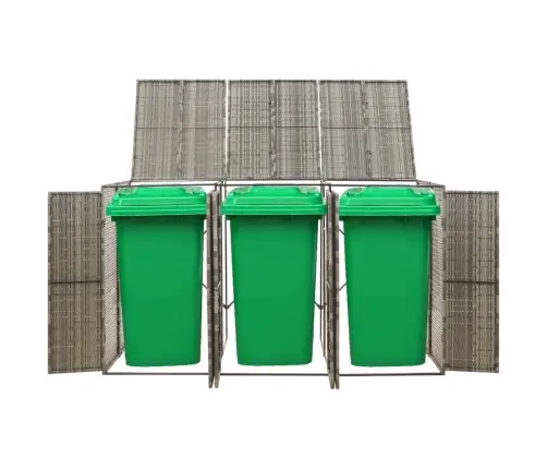 Konteinerių Stoginė, Pilka, 207X80X117cm Poliratanas, Trivietė