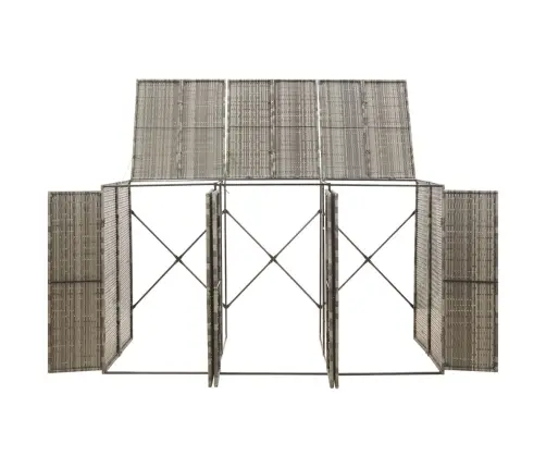 Konteinerių Stoginė, Pilka, 207X80X117cm Poliratanas, Trivietė