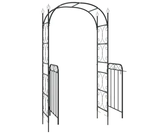 Dārza Arka Ar Vārtiem, Melna, 108X45X235 Cm, Tērauds Vidaxl
