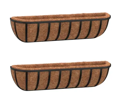 Sienas Siles, 2 Gb., Kokosa Ieliktņi, 76X21X16, Melns Tērauds Vidaxl