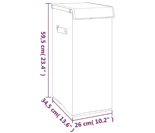 Veļas Kaste, Salokāma, Pelēka, 26X34,5X59,5 Cm, Lina Imitācija Vidaxl