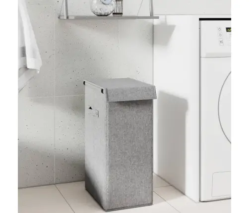 Veļas Kaste, Salokāma, Pelēka, 26X34,5X59,5 Cm, Lina Imitācija Vidaxl