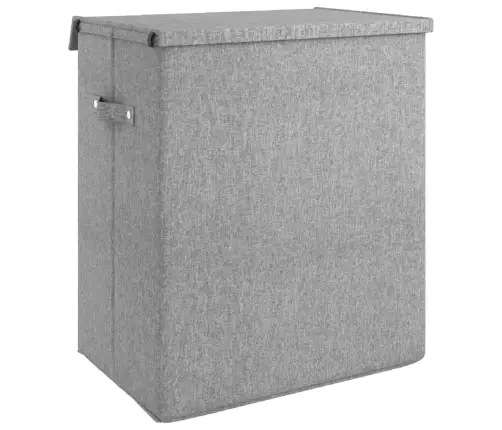 Veļas Kaste, Salokāma, Pelēka, 51X34,5X59 Cm, Lina Imitācija Vidaxl
