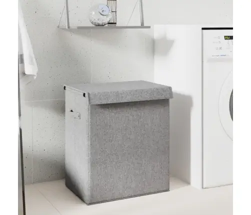 Veļas Kaste, Salokāma, Pelēka, 51X34,5X59 Cm, Lina Imitācija Vidaxl